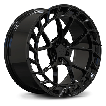Custom forged 1-piece concave black wheel RV-MC23 for Audi SQ5 and RS5 with aggressive design.